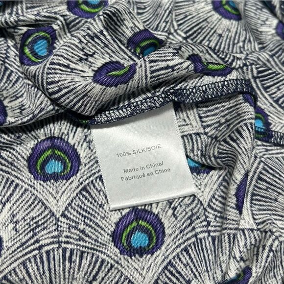 Tory Burch 100% Silk Sleeveless Knee Length Wrap Dress Vneck Peacock feather - Picture 10 of 13